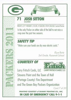 2011 Green Bay Packers Police - Larry Frisch Cards LLC, Stevens Point and the Town of Hull (Portage County) Fire Dept. #7 Josh Sitton Back