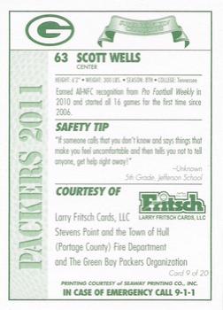2011 Green Bay Packers Police - Larry Frisch Cards LLC, Stevens Point and the Town of Hull (Portage County) Fire Dept. #9 Scott Wells Back
