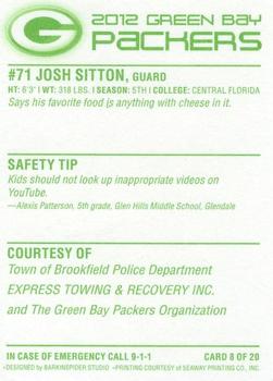 2012 Green Bay Packers Police - Town of Brookfield Police Department #8 Josh Sitton Back