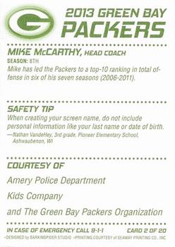 2013 Green Bay Packers Police - Amery Police Department #2 Mike McCarthy Back