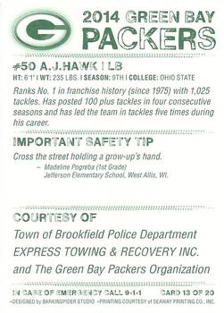 2014 Green Bay Packers Police - Town of Brookfield Police Department, Express Towing and Recovery Inc. #13 A.J. Hawk Back
