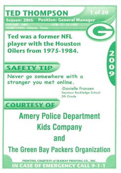 2009 Green Bay Packers Police - Amery Police Department, Kids Company #1 Ted Thompson Back