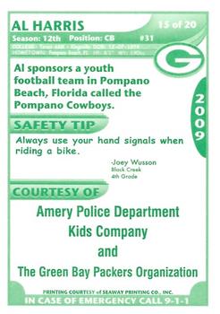 2009 Green Bay Packers Police - Amery Police Department, Kids Company #15 Al Harris Back