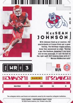 2020 Panini Contenders Draft Picks #59 KeeSean Johnson Back
