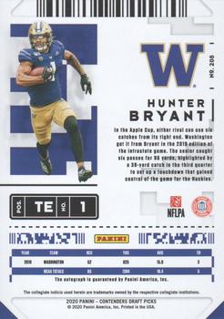 2020 Panini Contenders Draft Picks #208 Hunter Bryant Back