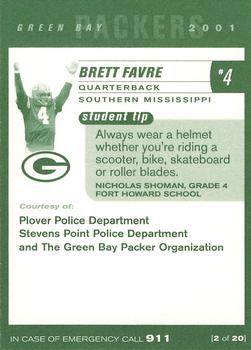 2001 Green Bay Packers Police - Plover Police Department & Stevens Point Police Department #2 Brett Favre Back