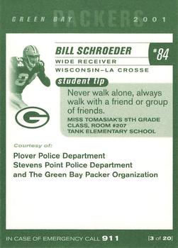 2001 Green Bay Packers Police - Plover Police Department & Stevens Point Police Department #3 Bill Schroeder Back