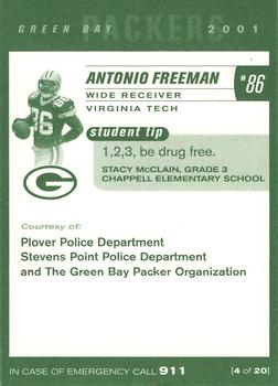 2001 Green Bay Packers Police - Plover Police Department & Stevens Point Police Department #4 Antonio Freeman Back