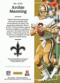 2019 Panini Encased - Century Collection #CC25 Archie Manning Back