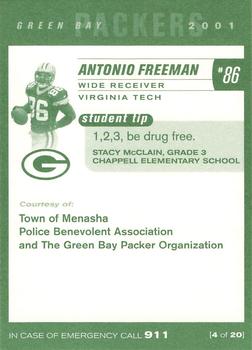 2001 Green Bay Packers Police - Town of Menasha Police Benevolent Association #4 Antonio Freeman Back
