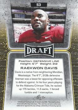 2020 Leaf Draft - Gold #53 Raekwon Davis Back