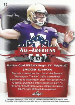 2020 Leaf Draft - Gold #72 Jacob Eason Back