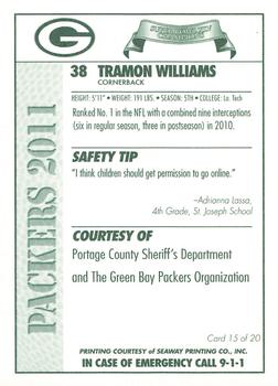2011 Green Bay Packers Police - Portage County Sheriff's Department #15 Tramon Williams Back