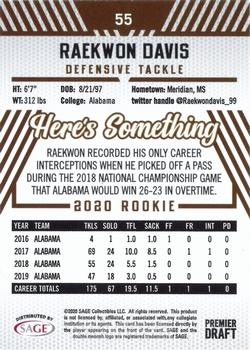 2020 SAGE HIT - Silver #55 Raekwon Davis Back