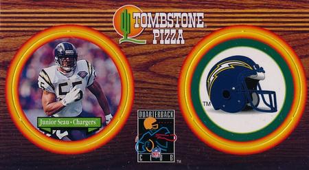 1995 Tombstone Pizza Quarterback Club Pogs #3 Junior Seau Front