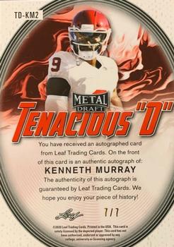 2020 Leaf Metal Draft - Tenacious D Autographs Wave Black #TD-KM2 Kenneth Murray Back