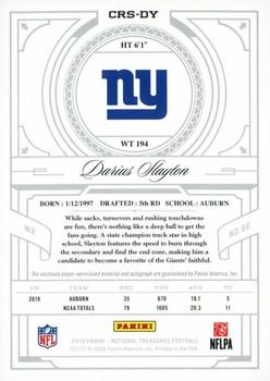 2019 Panini National Treasures - Crossover Rookie Patch Autographs #CRS-DY Darius Slayton Back