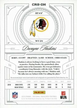2019 Panini National Treasures - Crossover Rookie Patch Autographs Brand Logo #CRS-DH Dwayne Haskins Back