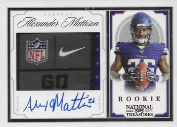 2019 Panini National Treasures - Crossover Rookie Patch Autographs Laundry Tag #CRS-AM Alexander Mattison Front