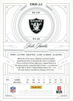 2019 Panini National Treasures - Crossover Rookie Patch Autographs NFL Shield #CRS-JJ Josh Jacobs Back