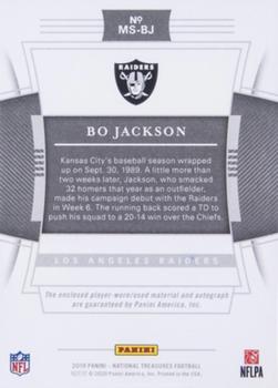 2019 Panini National Treasures - Material Signatures Laundry Tag NFL Shield #MS-BJ Bo Jackson Back