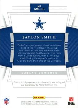 2019 Panini National Treasures - Material Signatures Laundry Tag NFL Shield #MS-JS Jaylon Smith Back