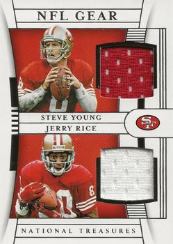 2019 Panini National Treasures - NFL Gear Combo Materials #CM-13 Jerry Rice / Steve Young Front