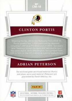 2019 Panini National Treasures - NFL Gear Combo Materials Laundry Tags #CM-16 Adrian Peterson / Clinton Portis Back