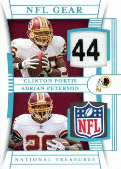 2019 Panini National Treasures - NFL Gear Combo Materials Laundry Tags #CM-16 Adrian Peterson / Clinton Portis Front