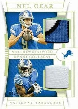 2019 Panini National Treasures - NFL Gear Combo Materials Prime Holo Gold #CM-4 Kenny Golladay / Matthew Stafford Front