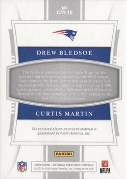 2019 Panini National Treasures - NFL Gear Combo Materials Prime Holo Gold #CM-10 Curtis Martin / Drew Bledsoe Back