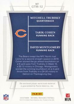 2019 Panini National Treasures - NFL Gear Trio Materials Laundry Tag NFL Player's #GTM-12 David Montgomery / Mitchell Trubisky / Tarik Cohen Back