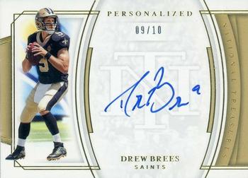 2019 Panini National Treasures - Personalized Treasures Gold #PT-DB Drew Brees Front