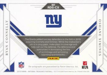 2019 Panini National Treasures - Rookie Dual Signatures #RDS-CX Oshane Ximines / Ryan Connelly Back