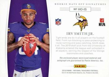 2019 Panini National Treasures - Rookie Hats Off Signatures Team Logo #HO-IS Irv Smith Jr. Back