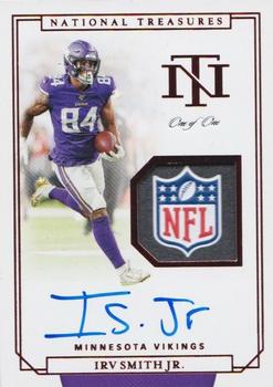 2019 Panini National Treasures - Rookie Laundry Tag NFL Shield Signatures #RGS-IS Irv Smith Jr. Front
