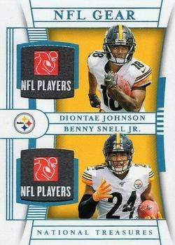 2019 Panini National Treasures - Rookie NFL Gear Combo Materials Laundry Tag NFL Player's #GCM-34 Benny Snell Jr. / Diontae Johnson Front