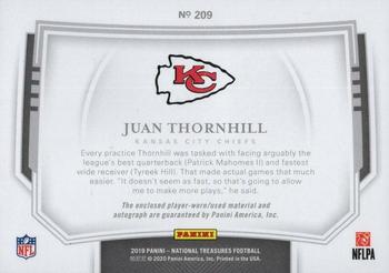 2019 Panini National Treasures - Rookie Patch Autographs Midnight #209 Juan Thornhill Back
