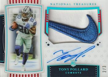 2019 Panini National Treasures - Rookie Patch Autographs Stars and Stripes Premium #196 Tony Pollard Front