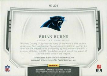 2019 Panini National Treasures - Rookie Patch Autographs Stars and Stripes Premium #201 Brian Burns Back