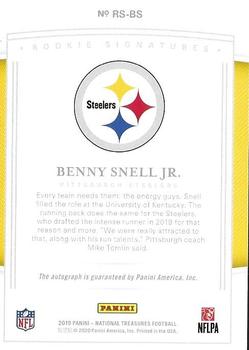 2019 Panini National Treasures - Rookie Signatures RPS #RS-BS Benny Snell Jr. Back