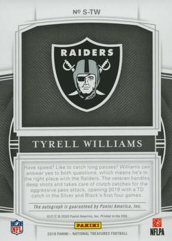 2019 Panini National Treasures - Signatures Gold #S-TW Tyrell Williams Back