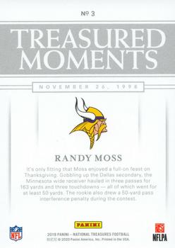2019 Panini National Treasures - Treasured Moments #3 Randy Moss Back