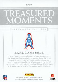 2019 Panini National Treasures - Treasured Moments #28 Earl Campbell Back