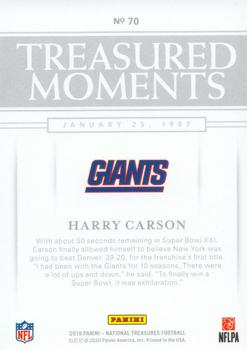 2019 Panini National Treasures - Treasured Moments #70 Harry Carson Back