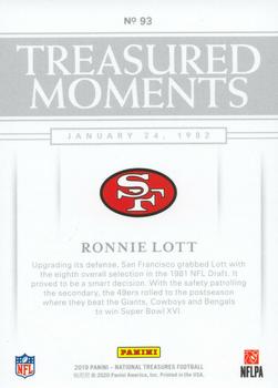 2019 Panini National Treasures - Treasured Moments Platinum #93 Ronnie Lott Back