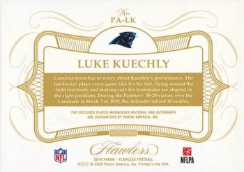 2019 Panini Flawless - Patch Autographs Sapphire #PA-LK Luke Kuechly Back