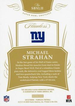 2019 Panini Flawless - Super Bowl Swatches Silver #SBXLII Michael Strahan Back