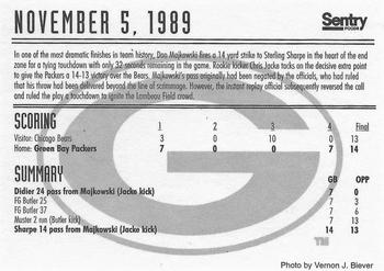 1997 Sentry Green Bay Packers vs Chicago Bears SGA #NNO November 5, 1989 Back
