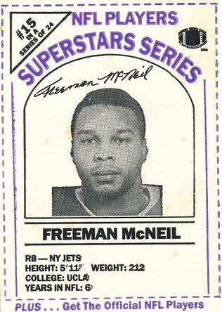 1986 DairyPak NFL Players Superstars Series - Blue Letters #15 Freeman McNeil Front